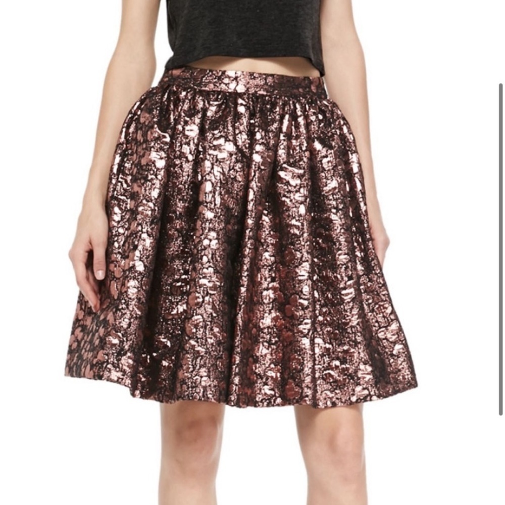 Alice + Olivia Pia Metallic Rosegold Skirt